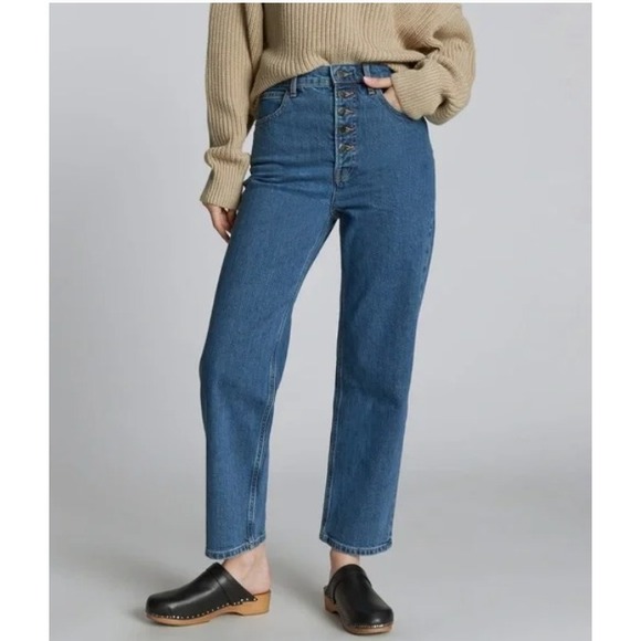 Everlane Denim - Everlane The Way High Jean Organic Cotton Button Fly Straight Leg 28 Regular